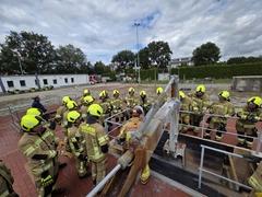 Feuerwehrmänner an Übungsanlage