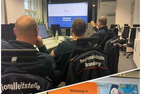 Collage wie die Kollegen im Seminarraum sitzen und ein Bildschirm, der den Titel der Veranstaltung zeigt