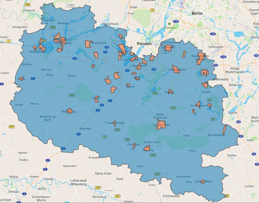Ausrückegebiet für die Leitstelle Brandenburg