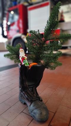 Stiefel gefüllt mit Tanne, Orange und Schokolade