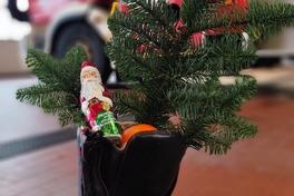 Stiefel gefüllt mit Tanne, Orange und Schokolade