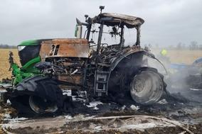 Traktor nach einem Brand
