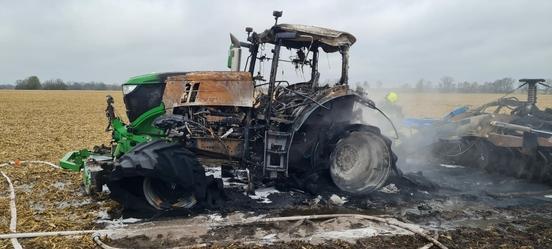 Traktor nach einem Brand