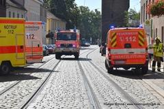 Rettunngswagen, HLF und ELW der Feuerwehr