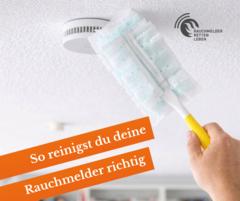 Staubwedel an einem Rauchmelder