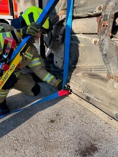 Stabilisierungssystem der Firma Weber am Schrottauto.